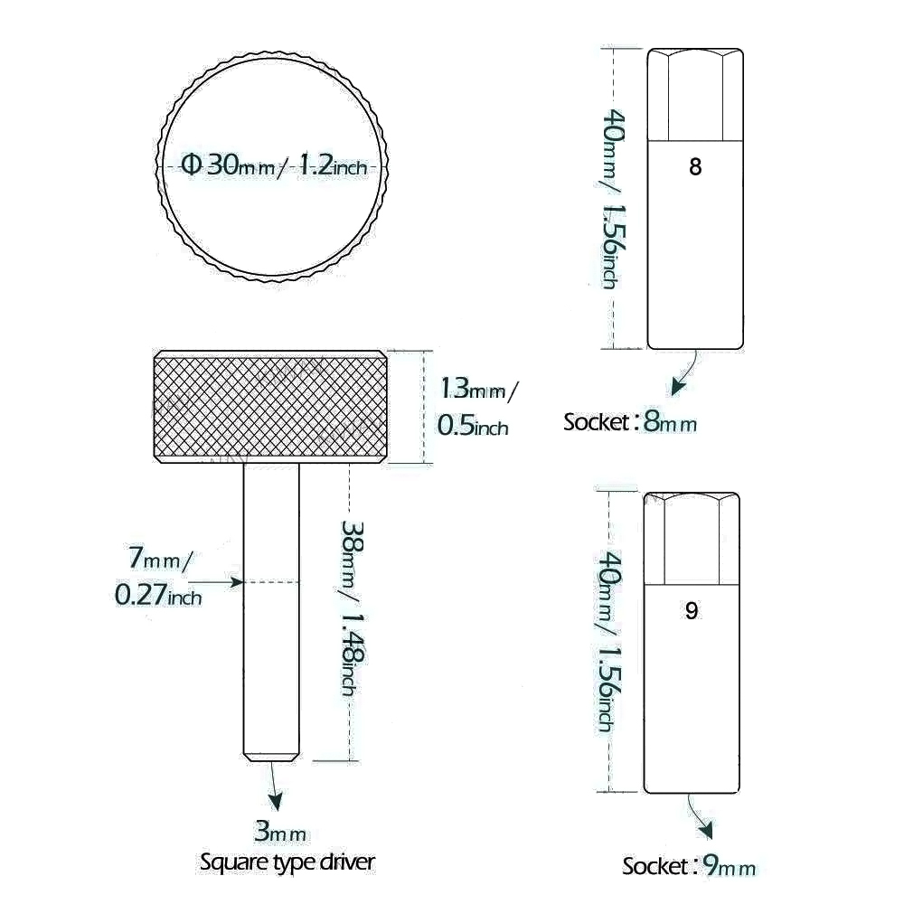 4pc Tappet Adjustment Tool Set: Locknut Socket Square Driver Open & Ring Spanner