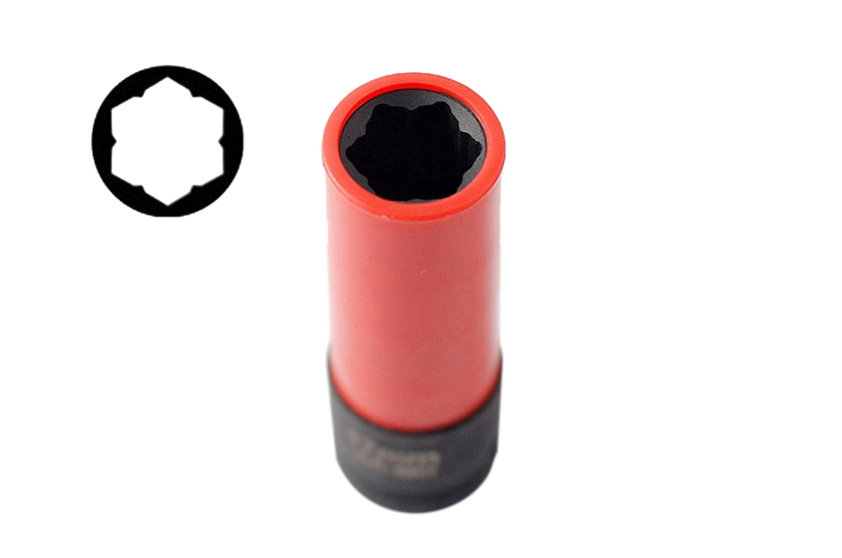 10pc 1/2" Dr. Cr-Mo Deep Wheel Nut Socket Set for Tesla Mercedes-Benz Hyundai: 15,17,19,21,22,23,24mm