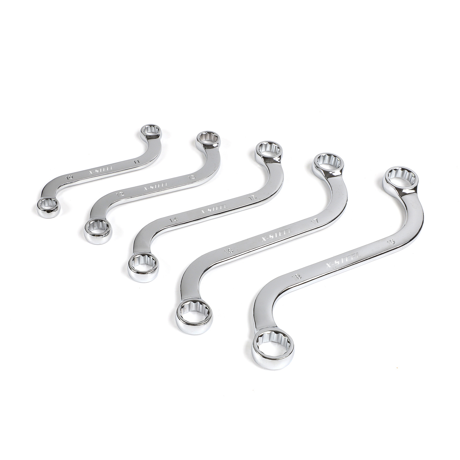 5pc S Type (Obstruction) Ring Spanner Wrench Set:10x11,12x13,14x15,16x17,18x19mm
