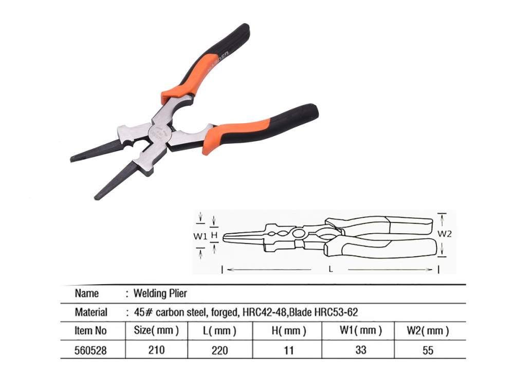 210mm MIG Welding Pliers Removal Spatter Inside Outside Nozzle-end