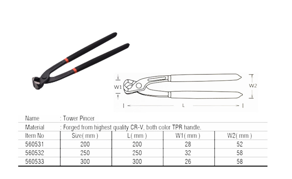 12"/300mm Tower Pincer Pliers Ear Clamp Jaw Crimper Plier