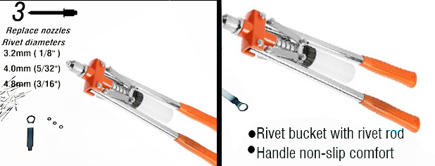 Double Handle Hand Riveter for 3.2mm,4mm,4.8mm Rivets
