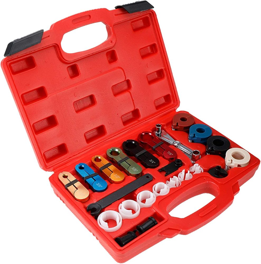 22pc Master Quick Disconnect Tool Kit for Automotive Air Conditioner AC Fuel Line Transmission Oil Cooler Line, Radiator & Heater Hoses