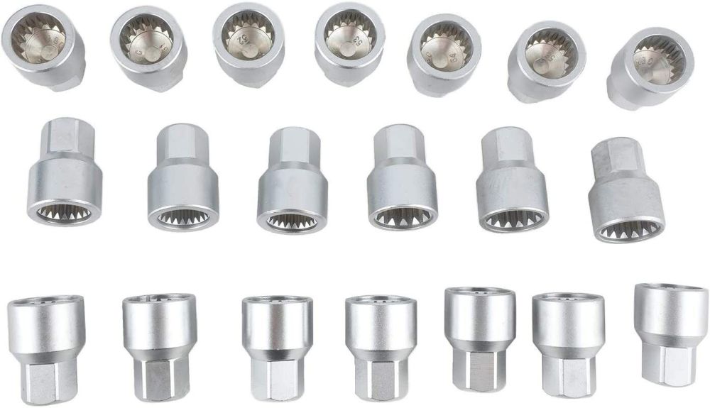 ABC 50-69 20pc Special Locking Wheel Nut Key Spline Socket Set for VW Audi Porsche Seat