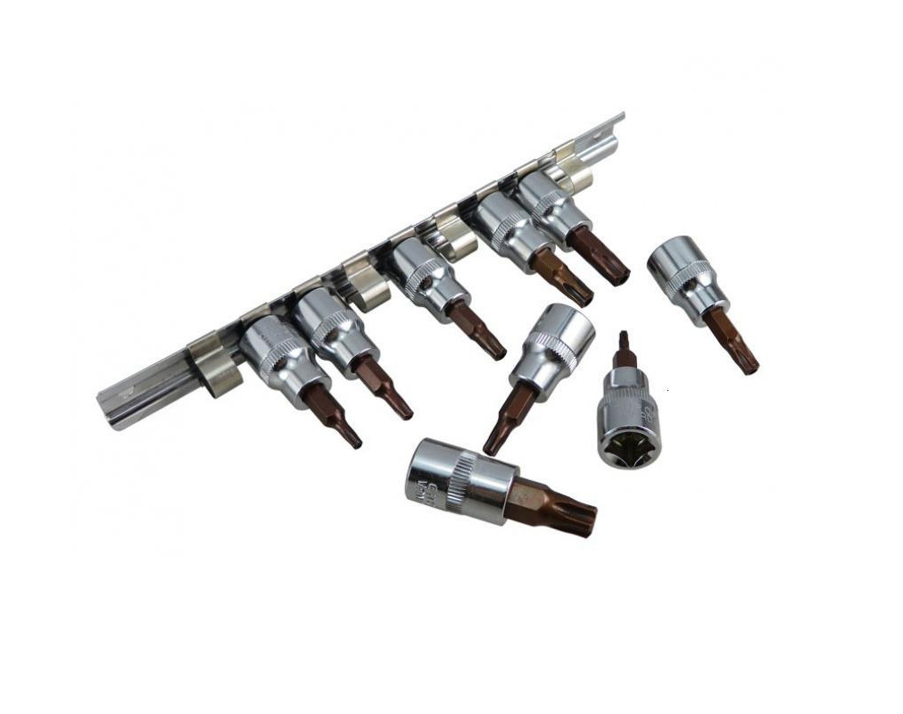 9pc 5PT Five-sided Star Tamperproof Socket Bits: TS10-15-20-25-27-30-40-45-50