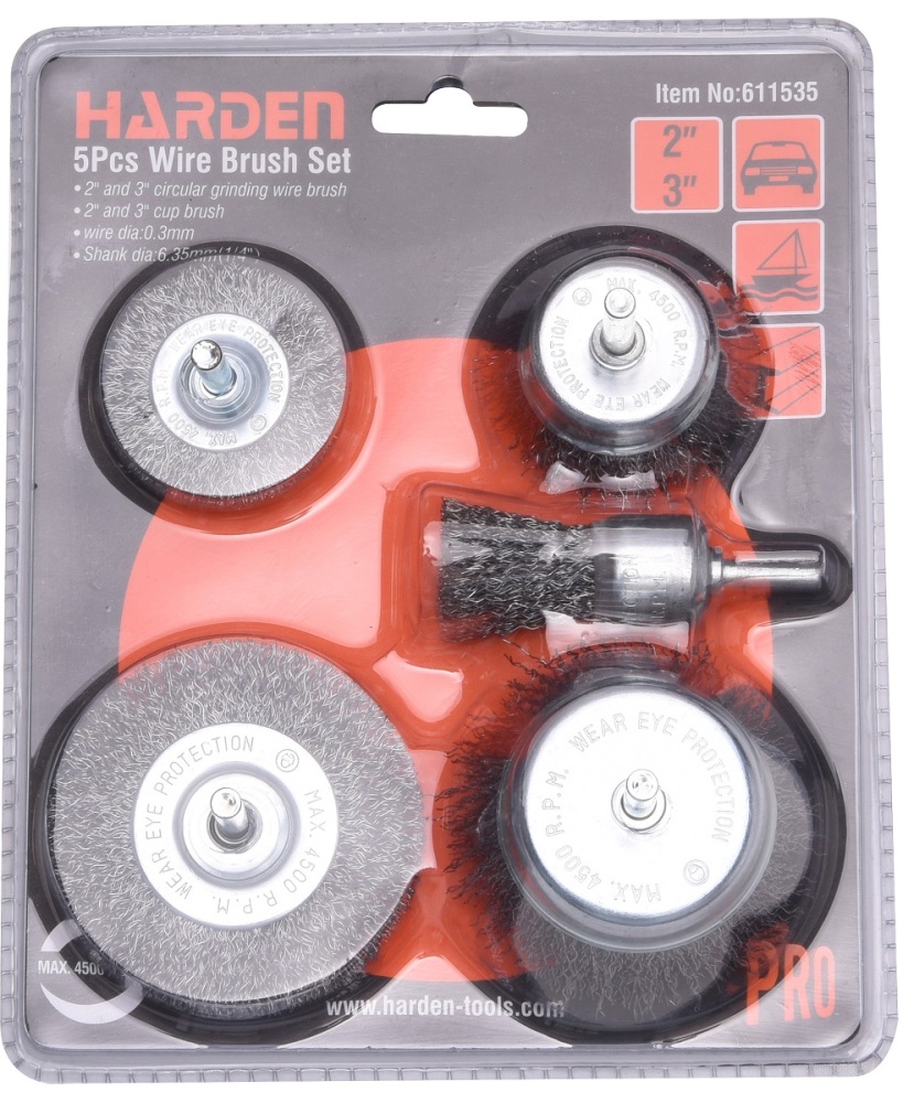 5pc Wire Brush Scraper Set 6.35mm Shank