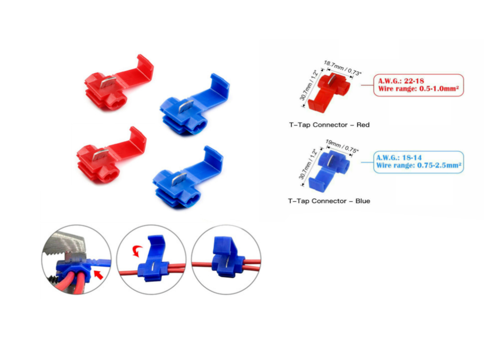 70pc Quick Splice Snap Lock Wire Terminal Cable Joiner Red Blue