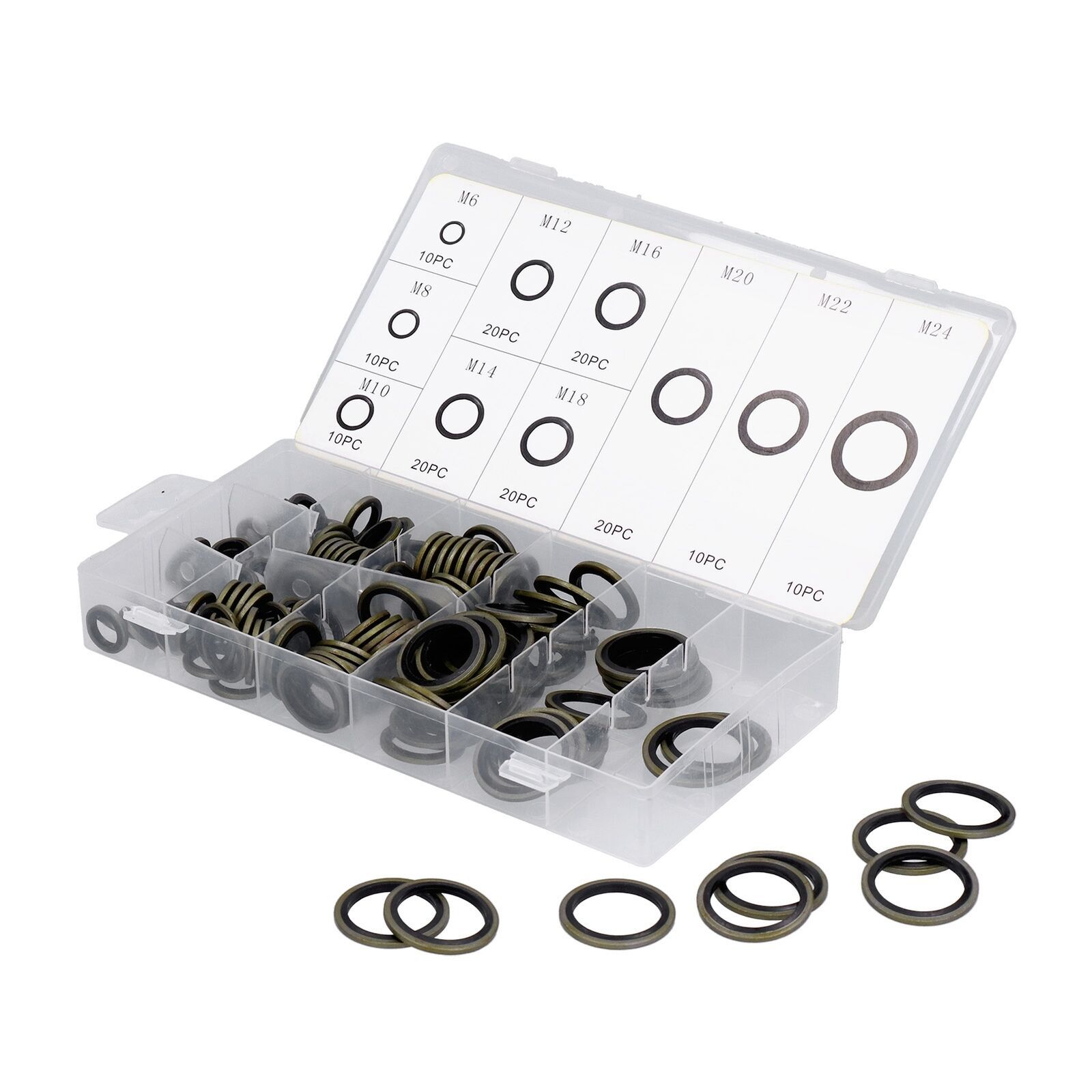 150pc Bonded Washer Metal Rubber Oil Drain Plug Gasket Fit Combined Sealing Ring Assortment Kits
