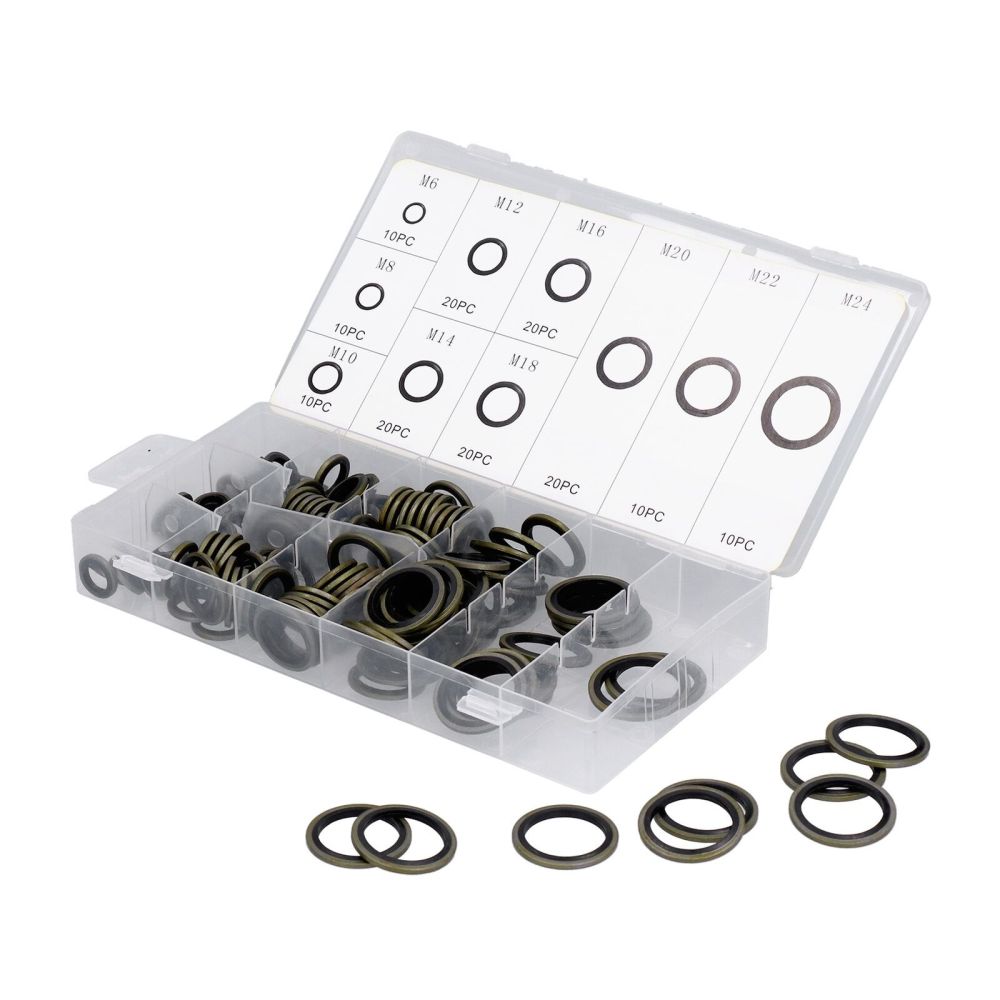 150pc Bonded Washer Metal Rubber Oil Drain Plug Gasket Fit Combined Sealing Ring Assortment Kits