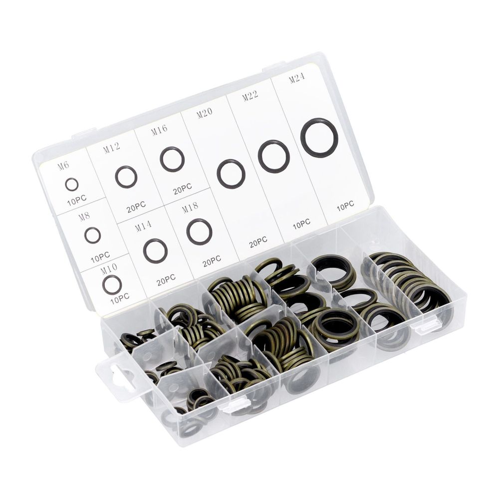 150pc Bonded Washer Metal Rubber Oil Drain Plug Gasket Fit Combined Sealing Ring Assortment Kits