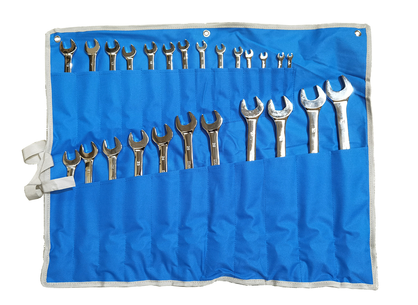 Canvas Tool Roll Pouch with Grid for Open & Ring Combination Spanner Display & Storage
