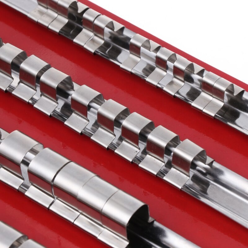 80pc Stainless Steel Socket Holder Storage Rails with Tray: 20x1/4" Dr.+30x3/8"Dr.+30x1/2"Dr.