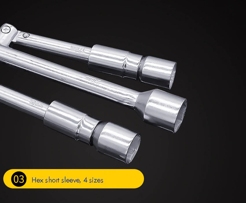 Tyre Wheel Nut Socket Remover Foldable Cross Lug Wrench 4 Way 17 19 21 23mm Hex Socket