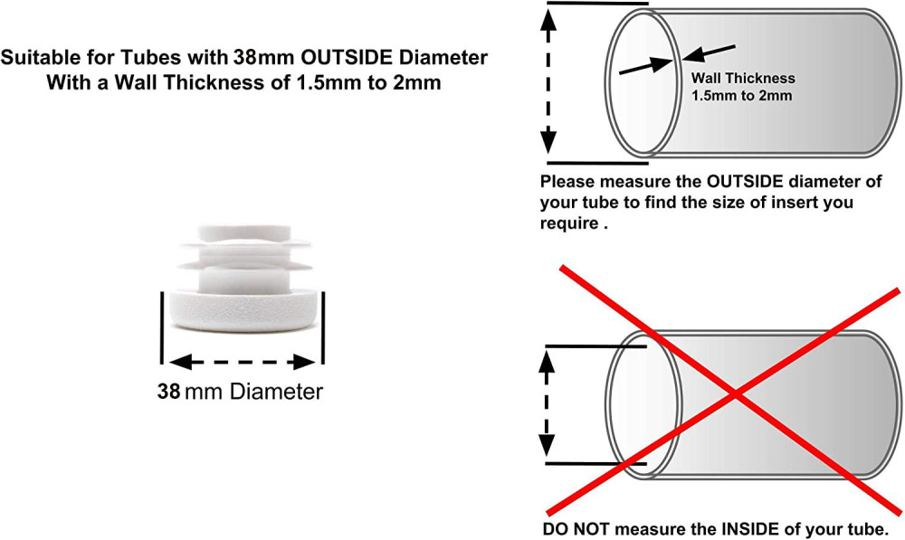 10pc-pack 38mm Dia White Soft Plastic Round Blanking End Caps Cover Pipe Tube Insert Seals