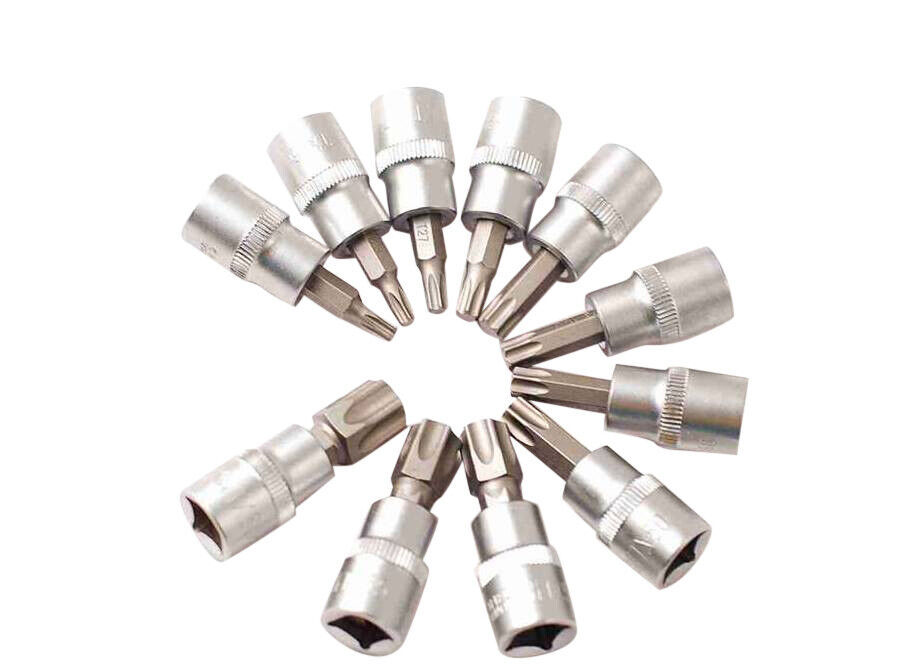 11pc Torque Torx Socket Bits: T10-15-20-25-27-30-40-45-50-55-60