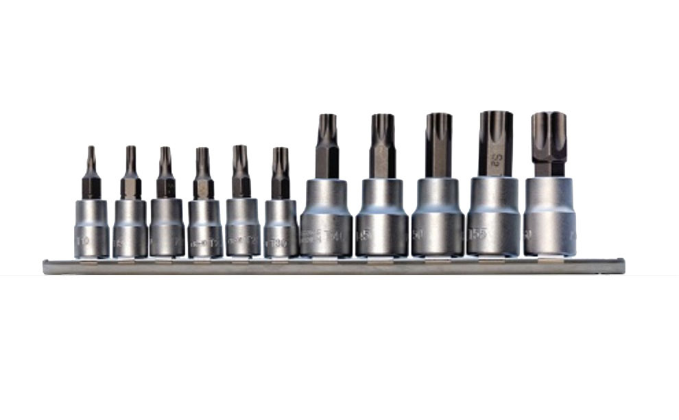 11pc Torque Torx Socket Bits: T10-15-20-25-27-30-40-45-50-55-60