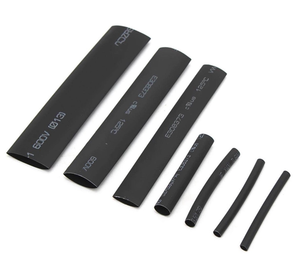 127pc 2-13mm Heat Shrink Tubing Tube Wire Wrap 2:1 Shrink Ratio Black Assortment