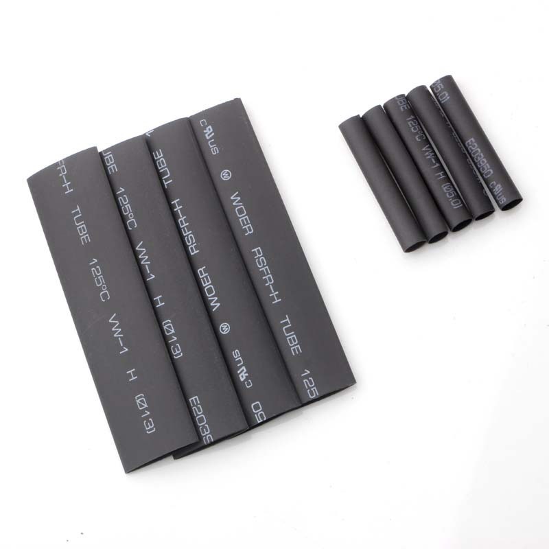 127pc 2-13mm Heat Shrink Tubing Tube Wire Wrap 2:1 Shrink Ratio Black Assortment