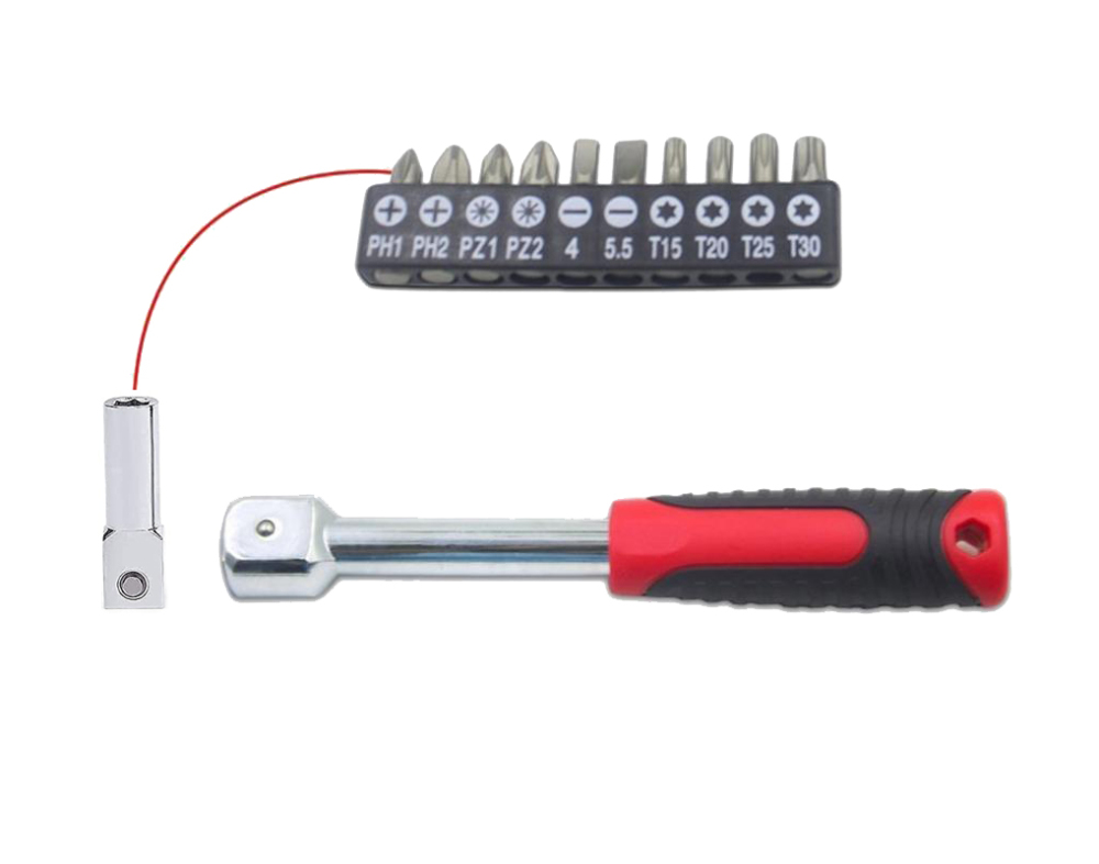 8-19mm Interchangeable Flex Insert Head Ratchet Wrench with Drive Handle Adapter & Bits 20pc Set