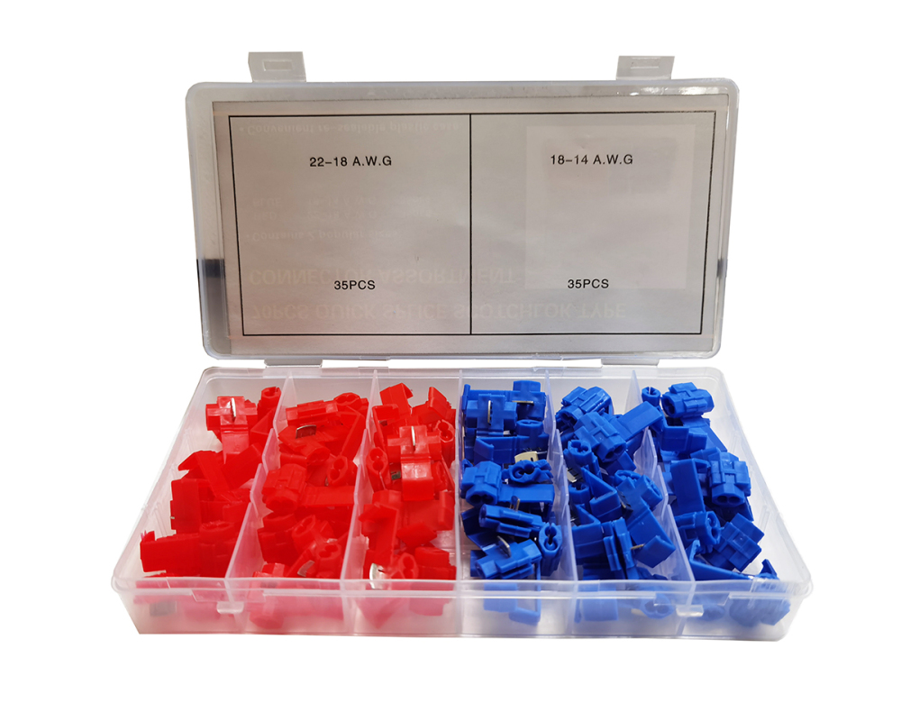 70pc Quick Splice Snap Lock Wire Terminal Cable Joiner Red Blue