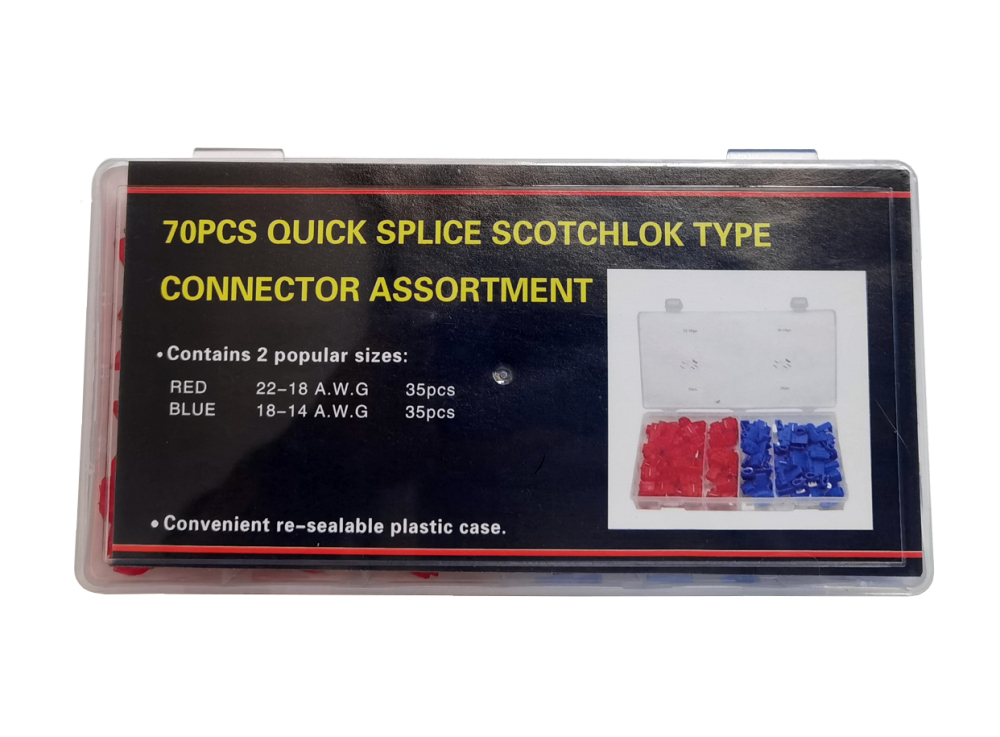 70pc Quick Splice Snap Lock Wire Terminal Cable Joiner Red Blue