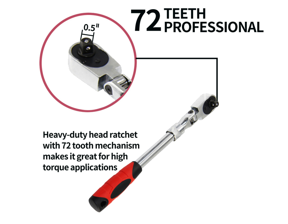Flex Head Extendable Long Telescopic 72 Teeth Ratchet Socket Drive Handle
