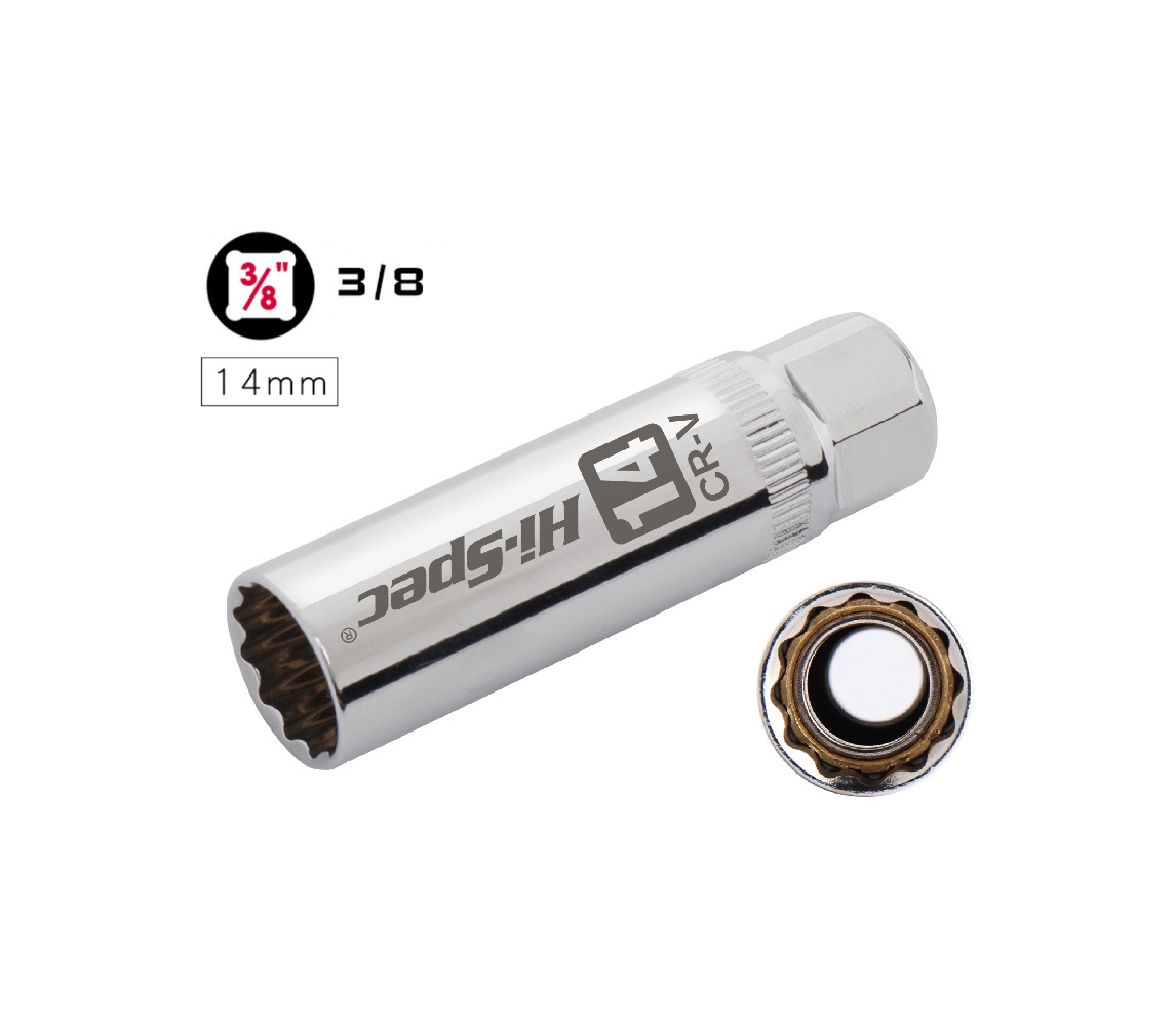3/8" Dr 12PT Cr-V Thin Wall Spark Plug Socket Removal for BMW Nisan Mini
