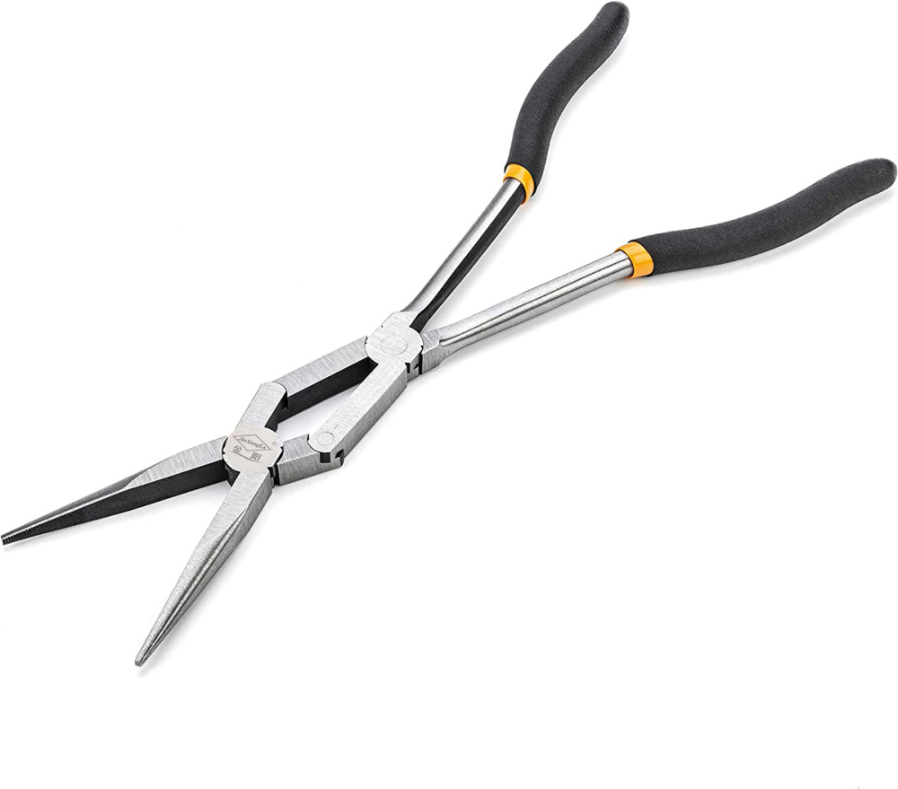 13" Double Joint Extra Long Reach Nose Pliers Twist Collar Lock Thinner Profile for Tight Area