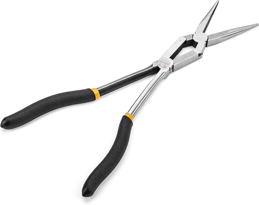 13" Double Joint Extra Long Reach Nose Pliers Twist Collar Lock Thinner Profile for Tight Area
