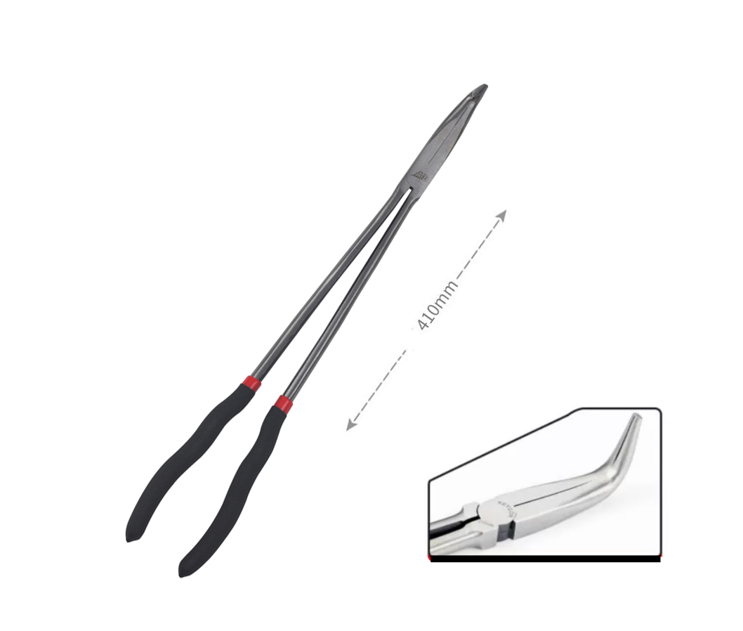 16"/410mm Extra Long Reach Long Straight Nose Pliers PVC Dipped Soft Grip Handle