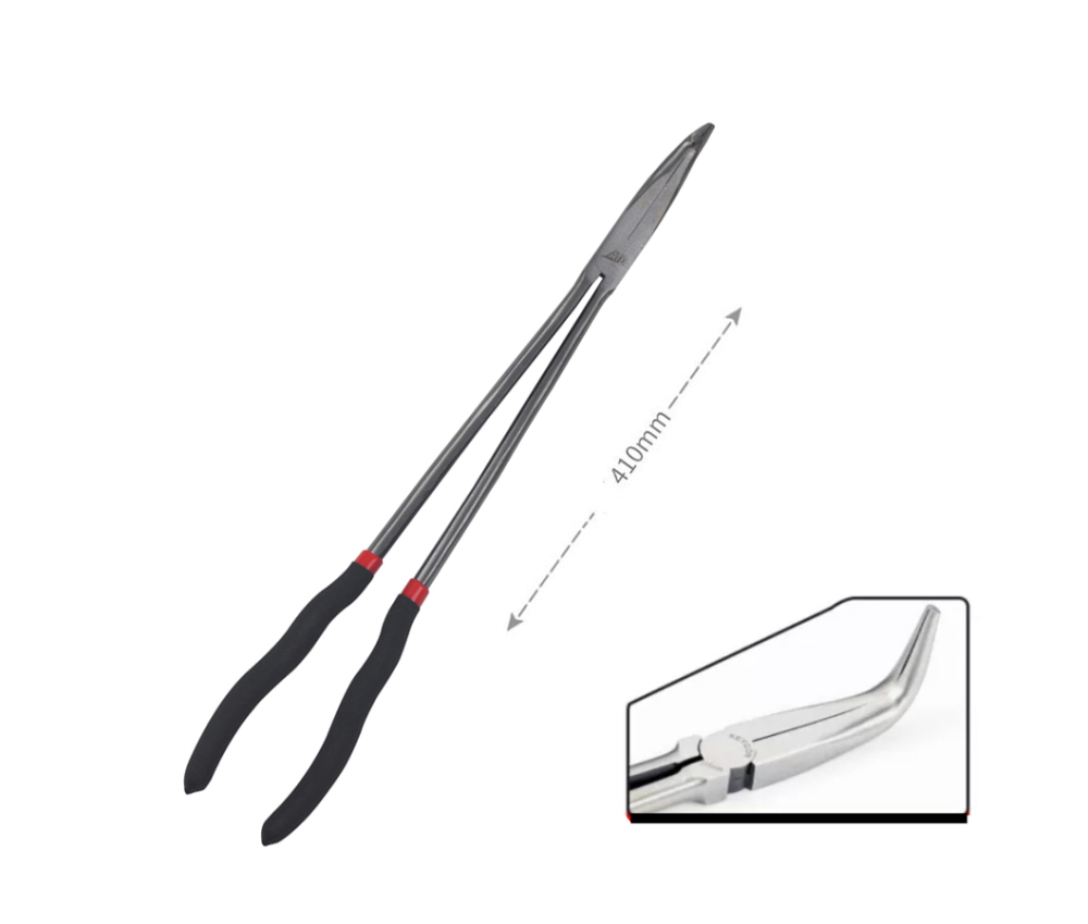 16"/410mm Extra Long Reach Long Straight Nose Pliers PVC Dipped Soft Grip Handle