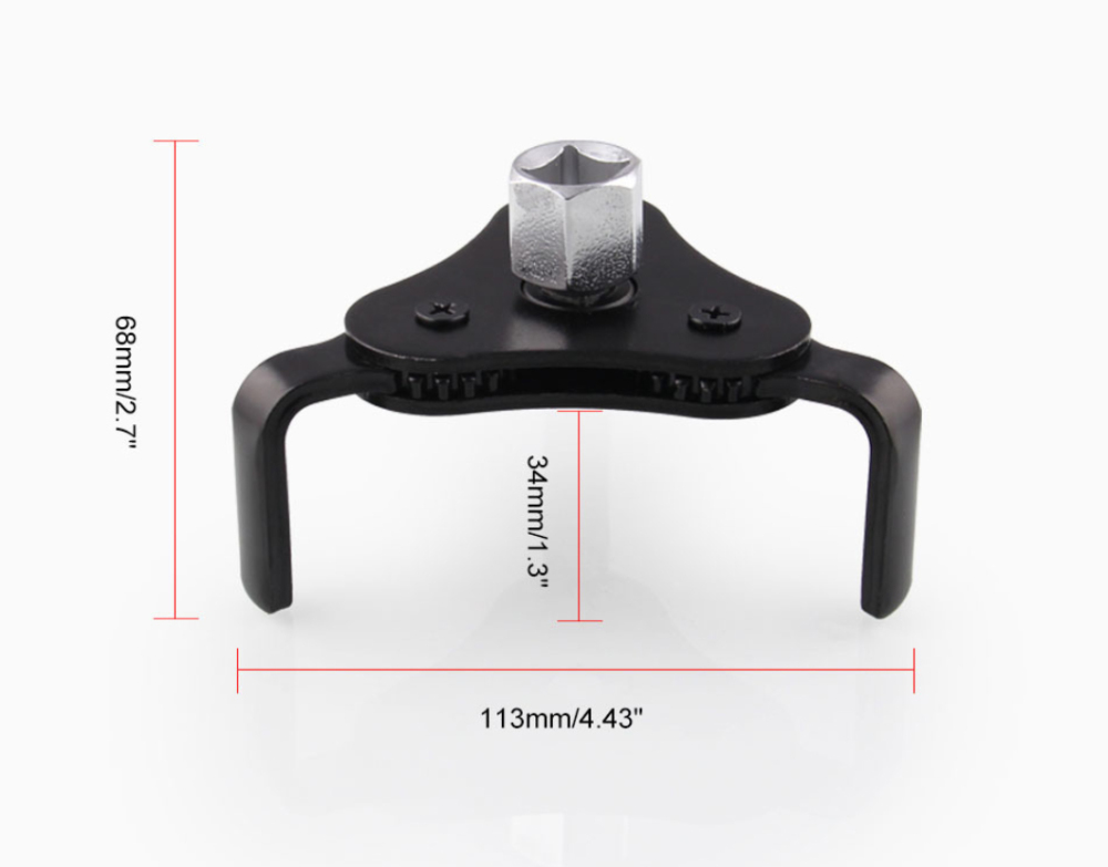 E-CAR Taiwan 1/2" Dr. 2-Way 3 Flat Legs Adjustable Oil Filter Wrench 63-102mm Dia