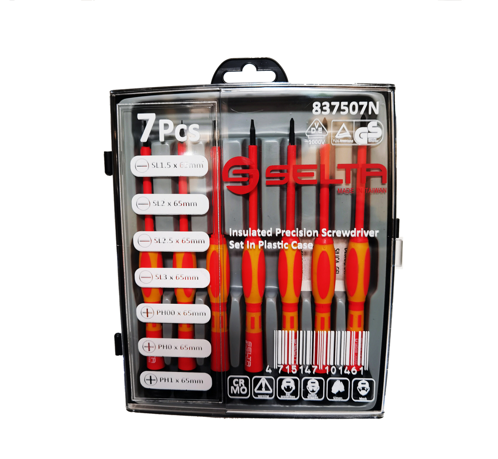 Selta Taiwan Insulation VDE 65x165mm 7pc High Precision Screwdriver Tool Set