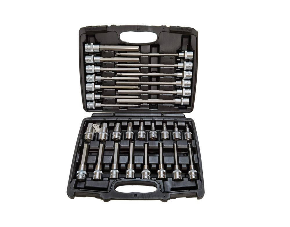 Selta Taiwan 30pc 1/2" Dr Hex Allen Key Socket Bits: H5-19mm/55/100/140/200mmL