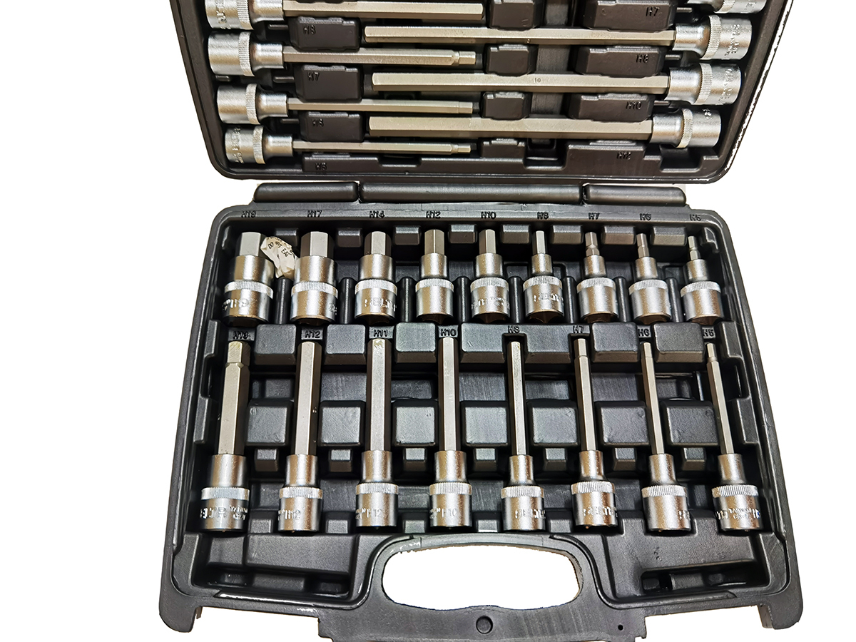 Selta Taiwan 30pc 1/2" Dr Hex Allen Key Socket Bits: H5-19mm/55/100/140/200mmL