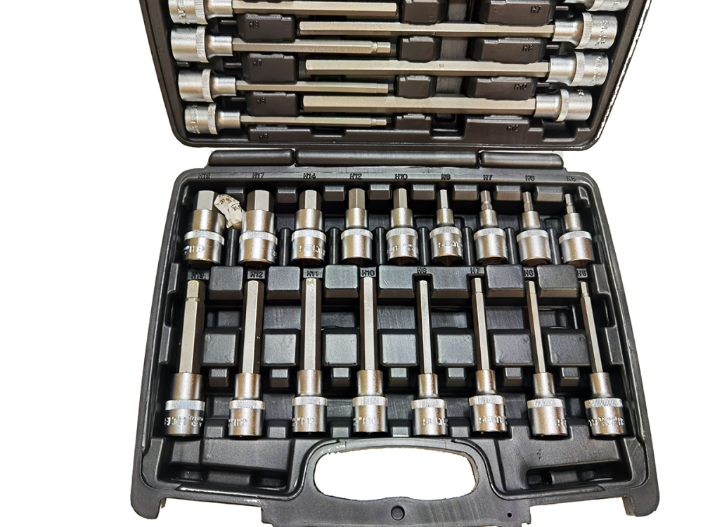 Selta Taiwan 30pc 1/2" Dr Hex Allen Key Socket Bits: H5-19mm/55/100/140/200mmL