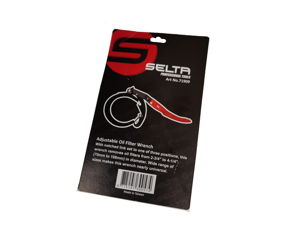 Selta Taiwan 70-108mm 3 Position Adjustable Oil Filter Wrench Band Grip