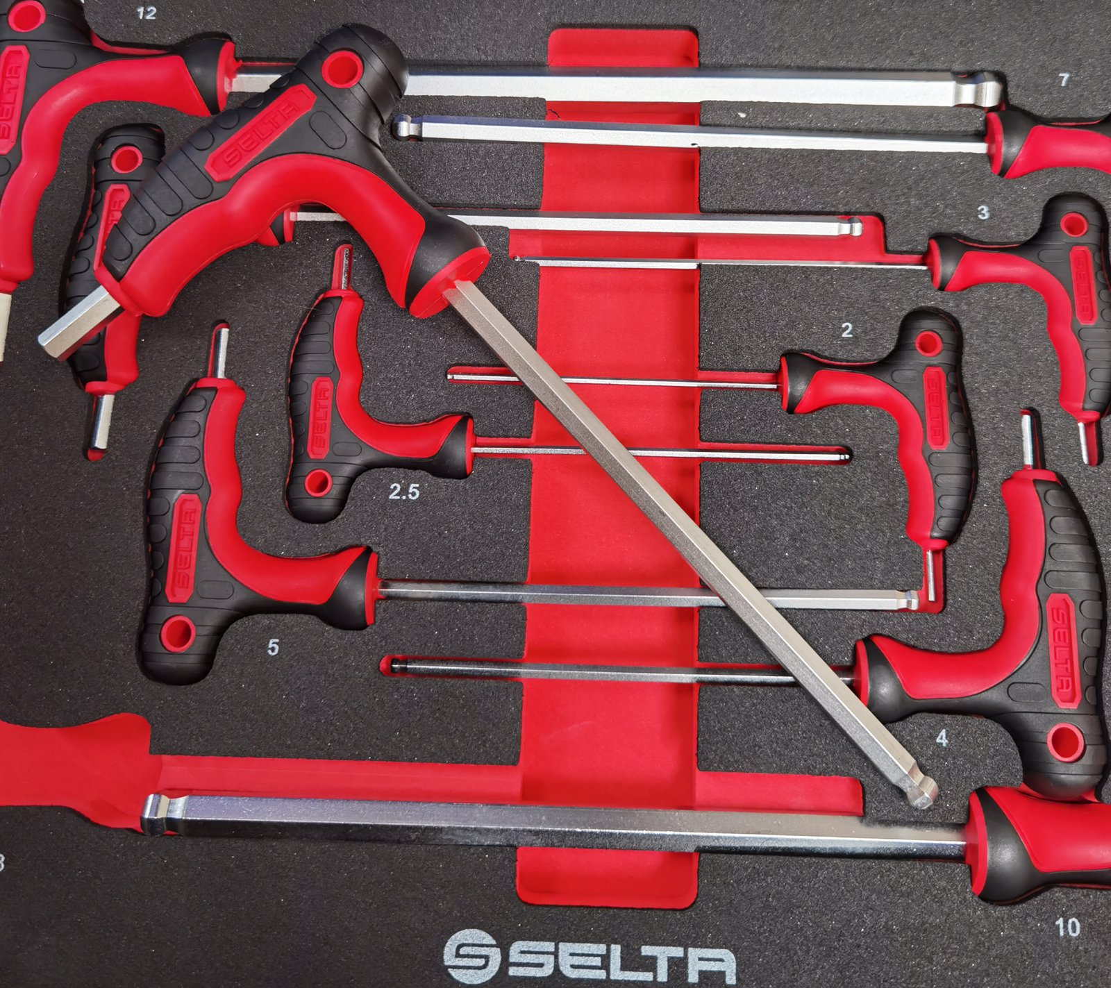 Selta Taiwan 10pc T-Handle Hex Allen Key Extra Long Length Ballend: 2-12mm