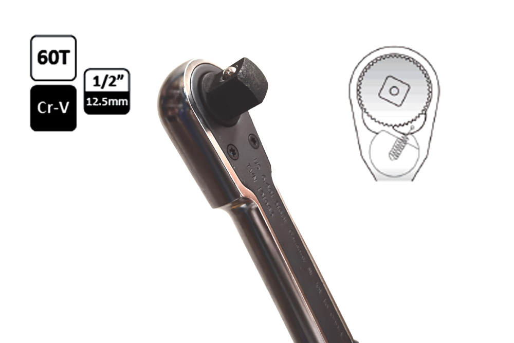 Selta Taiwan 1/2" Dr. 60T Cr-V One Hand Switch Reversible Socket Ratchet Handle