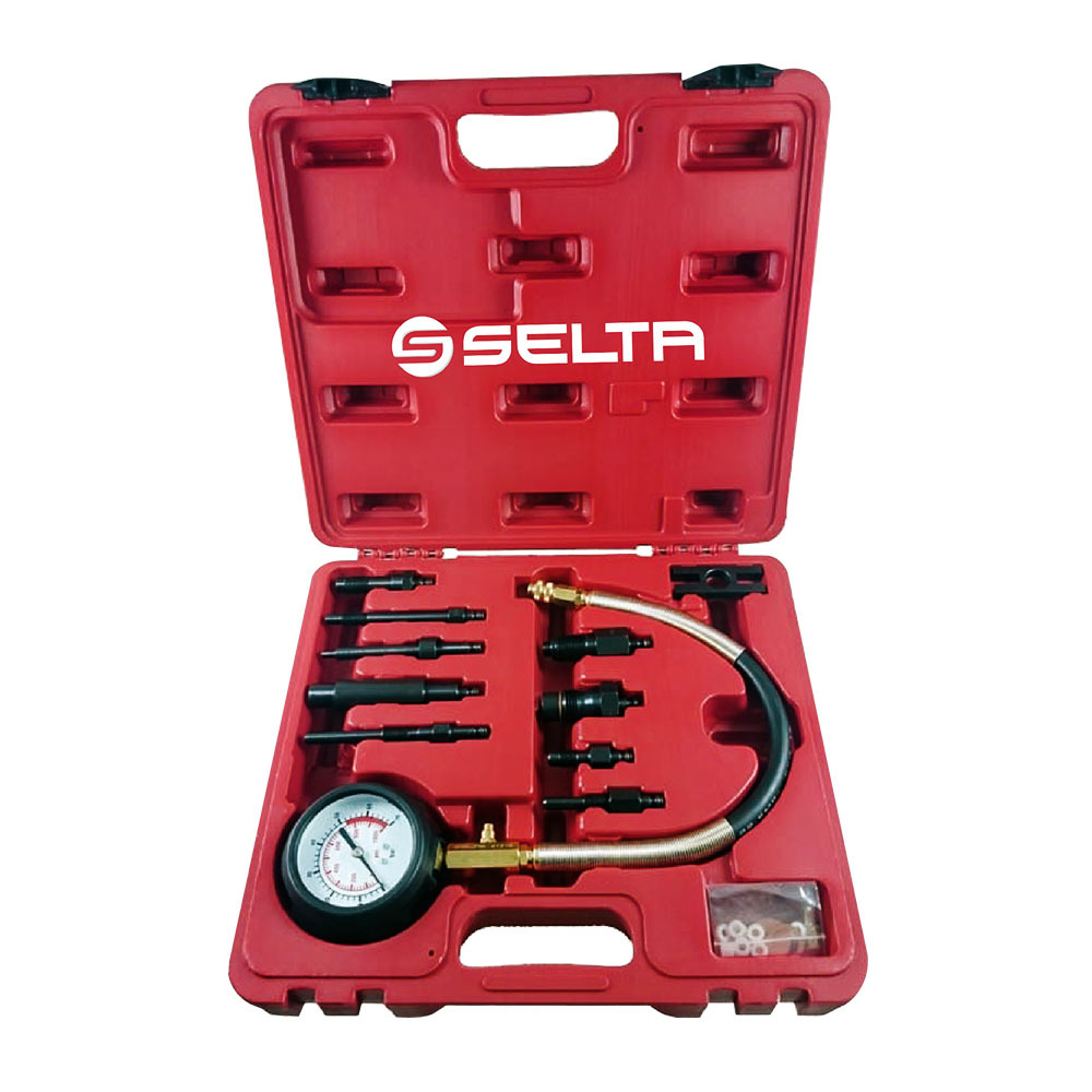 Selta Taiwan 18pc Diesel Engine Compression Test 83mmD Gauge 20" Flexible Hose