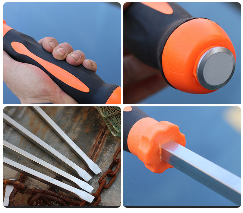 Jumbo Screwdriver Go-Through Shaft Flat Slotted Pry Bar Option:16"- 40"