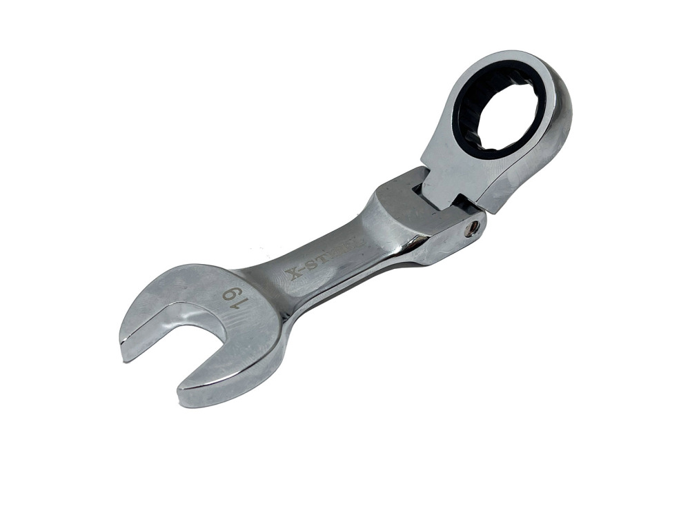 Stubby Flexible Ratchet Combination Spanner Wrench Metric