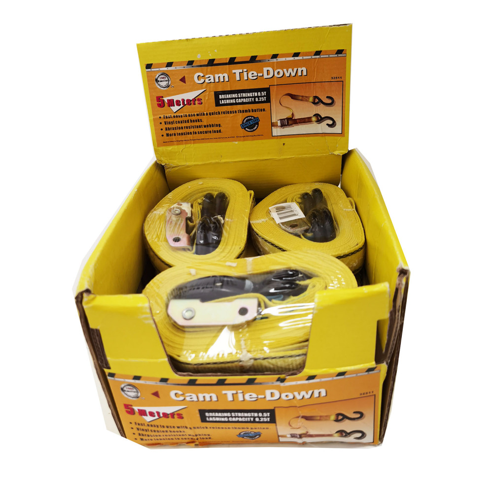 2pc-pack 5m Cam Buckle Cargo Load & Pipe Rack Strap Tie Down 1"x5mx250kg Lashing
