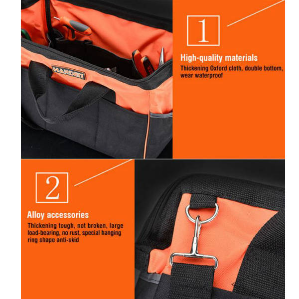 Heavy Duty 20" Big Oxford Waterproof Double Layer Base Tool Carry Bag Electrician Mechanic