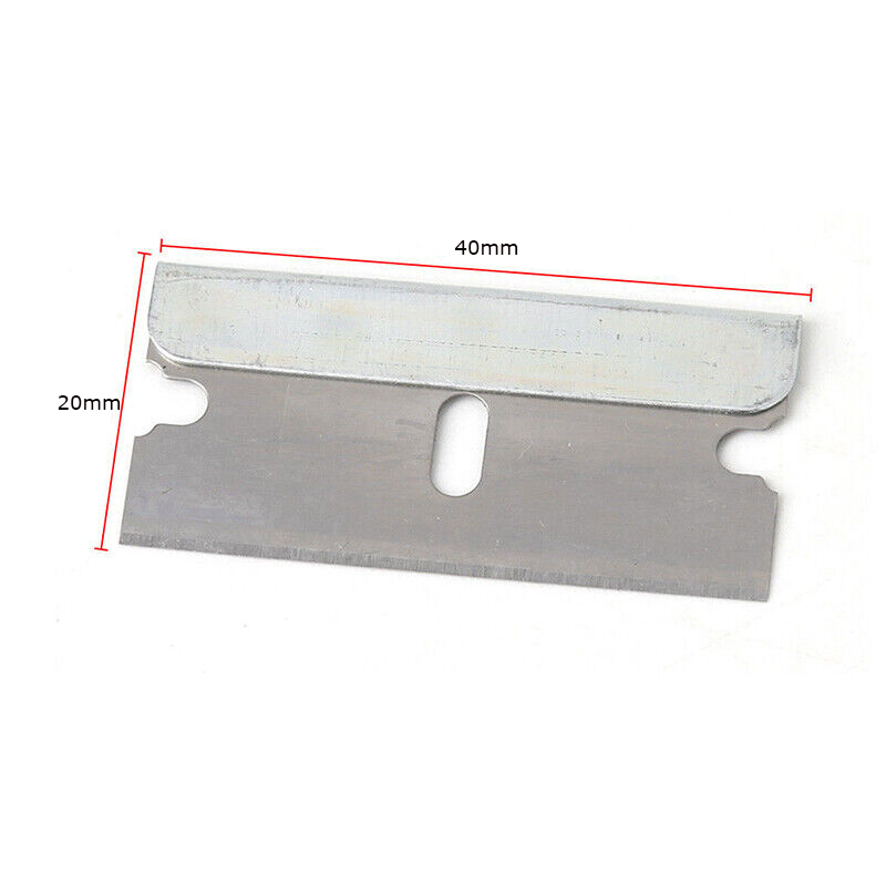 100pc 40x20mm SK2 Steel Ceramic Glass Paint Glue Car Tinting Razor Scraper Blade