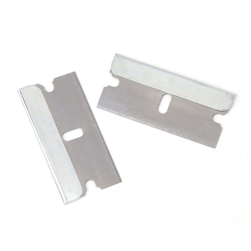 100pc 40x20mm SK2 Steel Ceramic Glass Paint Glue Car Tinting Razor Scraper Blade