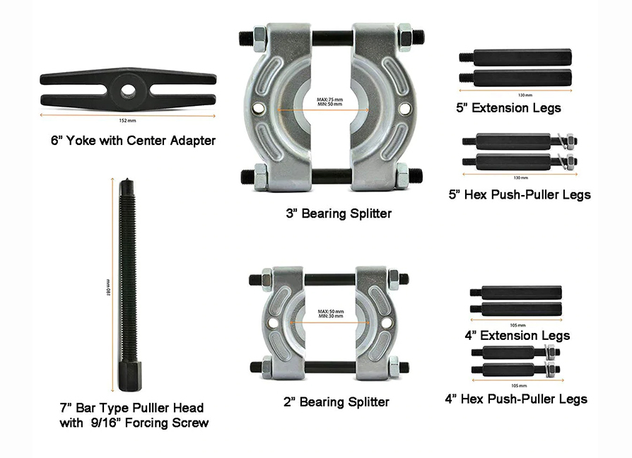 14pc Double Mechanical Bearing Separator Puller Remover