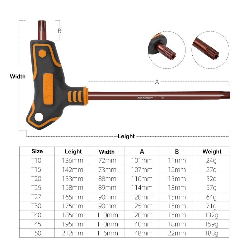 S2 Steel Extra Long T Handle Torx Key Torque Star Wrench Tamperproof Individual