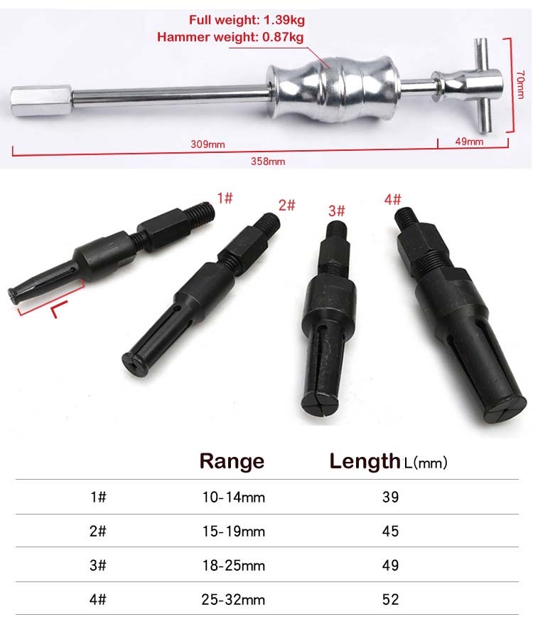5pc Blind 10-32mm Internal Bearing Puller Extractor Slide Hammer Split Collet