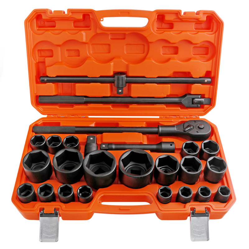 26pc Heavy Duty Truck Impact Socket & Accessories Set: 3/4" & 1" Dr. 21-65mm Socket